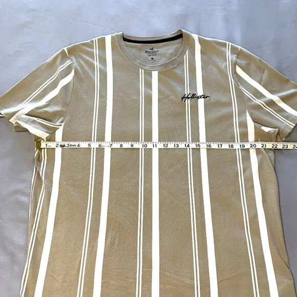 Two Hollister Men T-shirts Striped Beige Burgundy Size XL Short Sleeves - Picture 3 of 12